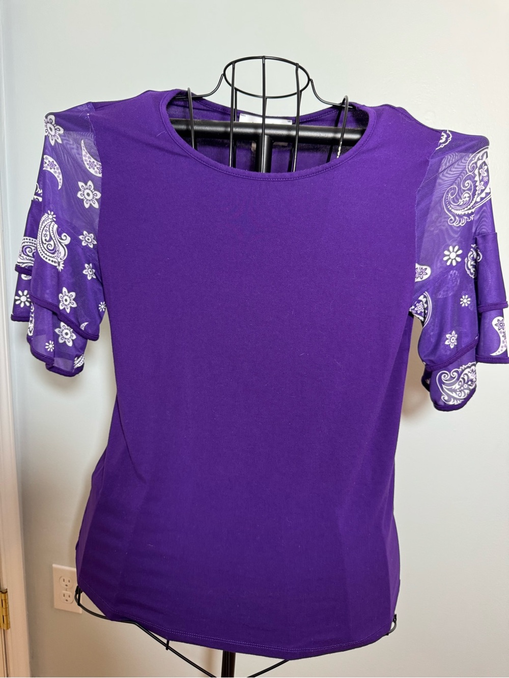 Back in the Saddle Purple Ruffle Sleeve Paisley Top - Women